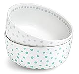  Tchibo 2 Müslischalen Punkte Grün & blau-grau Muster Porzellan Müslischalen