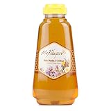 Sin calefacción, sin pasteurizar, sin OGM, sin azúcar, sin aditivos, sin pesticidas; puede contener trazas de cera de abejas, polen y propóleos