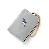 [ナル] アニマル刺繍 リール付き パスポーチ パスケース レディース 小銭入れ カードケース 定期入れ 小さい 動物 おしゃれ 人気 ブランド (グレー（サメ）)