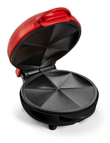 Nostalgia Taco Tuesday Quesadilla Maker – Fits up to 5½-Inch or Street Taco Sized Tortillas - 6-Wedge Cooking Surface - Perfect for Beef, Chicken, Veggie,& Cheese Quesadillas - Red