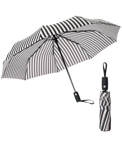 Mr. Pen Windproof Travel Umbrella - Zebra Stripes, Automatic, Compact, Rain & Windproof