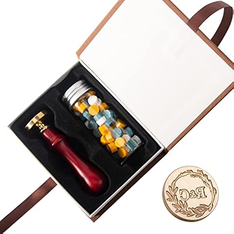 STAMTECH Custom Wax Seal Stamp - Wax Seal Stamp Kit with Gift Box Custom Wax Stamp Create Your Own Seals Great for Crafting Envelopes Gift Wrap Wedding Party Invitation and Decoration(1.18" Stamp) Cover