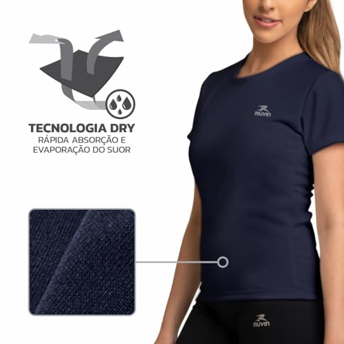 Kit 3 Camiseta Dry Basic SS FPS 50 Muvin – Manga Curta – Feminina – Proteção Solar UV50 – Camiseta P