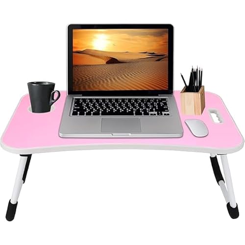 Mesa Suporte De Colo Para Notbook Portátil Dobrável Trabalho Home Office Cama Sofá Madeira 60x40x26c