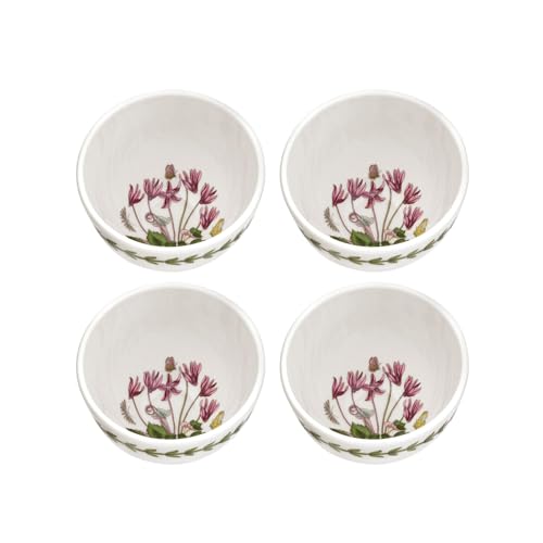 Portmeirion Botanic Garden Collection Small Bowls | Set of 4 Bowls with Cyclamen Motif | 3.75 Inch Bowls | Made from Porcelain | Microwave and Dishwasher Safe
