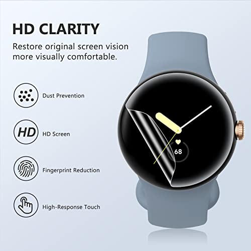 EGV 6 Pack for Google Pixel Watch 41mm Screen Protector, Pixel Watch 4/3/2/1 Screen Protector [Upgrade Flexible Film] Self-Healing, Anti-Scratch, [Non-Bubbles] Soft HD TPU