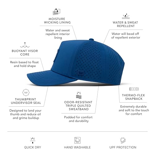 Image of melin Odysea Stacked Hydro, Snapback Hats, Water-Resistant Baseball Caps for Men & Women, Golf, Running, or Workout Hat