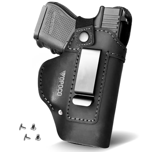 IWB Leather Gun Holster for Concealed Carry, Right Handed Use