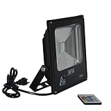RSN LED Slim RGB LED Flood Light with IR Remote Controller AC85-265V 30W IP65 Waterproof Stage Light