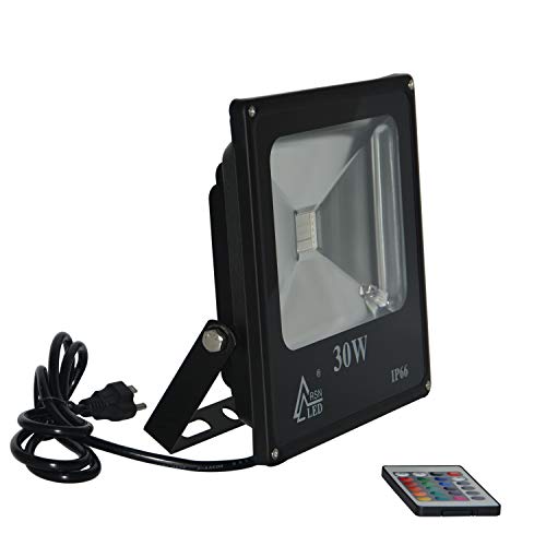 Rsn Led Slim Rgb Led Flood Light With Ir Remote Controller Ac85-265V 30W Ip65 Waterproof Stage Lighting Apparatus #TOP13