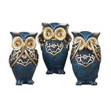 HOMNECESS Dekorative Statue Eulen-Statuen-Set, Bezaubernde Familienfiguren aus Kunstharz for...