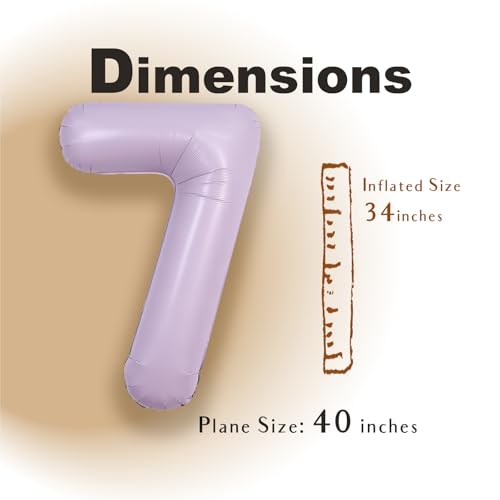 Image of SUWEN 40 Inch Light Purple Large 7 Balloon Number Big Foil Helium Lavender Number Balloons Huge Mylar 0-9 Giant Jumbo Happy 7th Birthday Party Anniversary Decorations