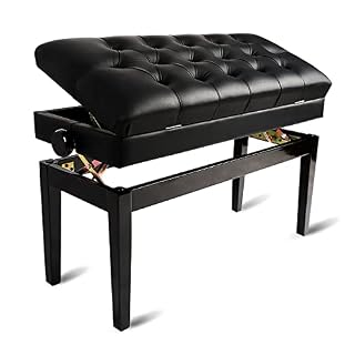 TEmkin Banc de Piano en Bois, Tabouret de Piano en Cuir Souple, tabourets de Clavier réglables en Hauteur de 10 cm, de Luxe et Pratiques, 86 x 36 x 50-60 cm - Les Beatles, Paul McCartney, John Lennon, RIngo Starr, George Harrison