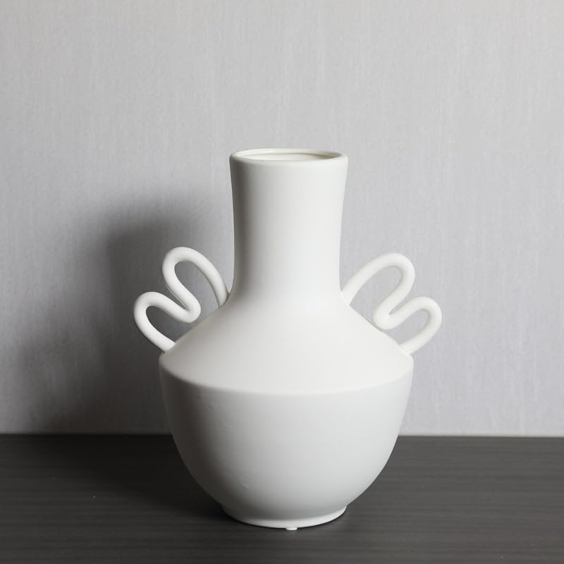 Vaso in Ceramica Bianca for Soggiorno, Ornamenti for Composizioni Floreali Secche(M)