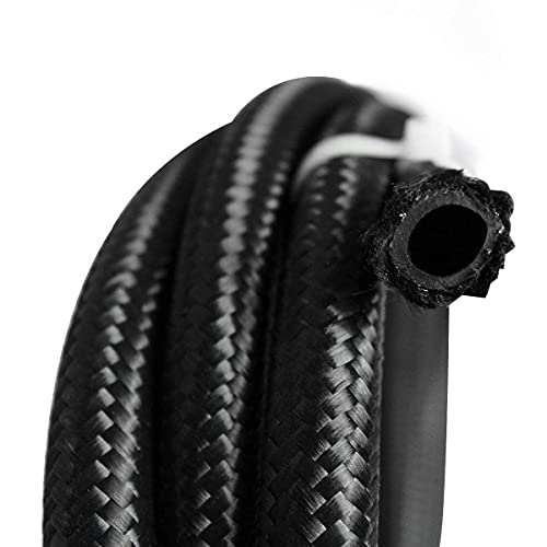 20Ft 6An An6 3/8" Fuel Line Hose Nylon Braided Stainless Steel Oil Gas Fuel Hose Line Black #TOP3