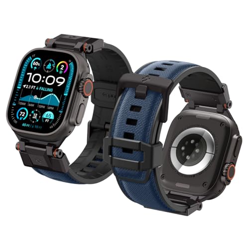 Spigen DuraPro Armor Bracelet en métal durable Compatible avec Apple Watch Ultra 3/2/1 49mm, Series 11/10 46mm, Series 9/8/7 45mm, 44mm - Bleu Marine
