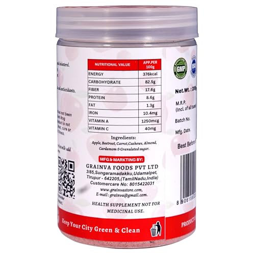 Grainva ABC Nutri Mix Malt Powder | Apple Banana Carrot Health Drink Mix | For Kids & Adults | Energy, Immunity & Weight Gain | No Added Sugar | 200 g