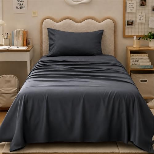Image of Bedsure Twin XL Sheets Dorm Bedding - 3 Pieces Soft Extra Long Twin Sheets, Breathable & Cooling Bed Sheets Set, Oeko Tex, Easy Care Microfiber for Women, Men, Dark Grey