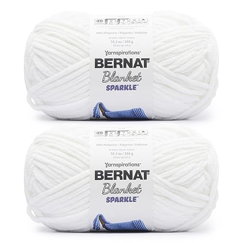 Image of Bernat Blanket Sparkle White Yarn - 2 Pack of 10.5oz /300g - Polyester - #6 Super Bulky - 220 Yards - Knitting & Crochet