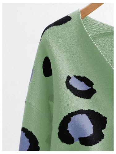 Image of WDIRARA Women's Leopard Tiger Print Cardigan V Neck Long Sleeve Color Block Button Down Sweater Outwear