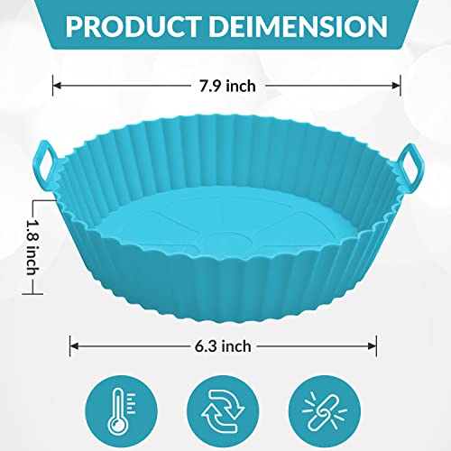 Silicone Air Fryer Liners 2 Pcs Air Fryer Silicone Liner 3 To 5 Qt Reusable Air Fryers Basket Replacement Of Flammable Parchment Paper -Red&Light Blue #TOP2
