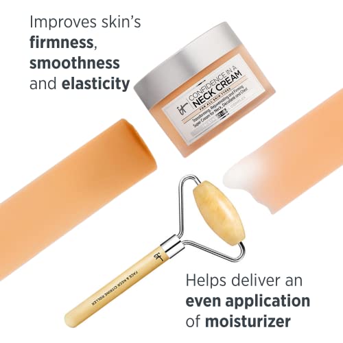 It Cosmetics Smooth & Tighten Skincare Set - Includes Confidence In A Neck Cream (2.6 Oz) + Heavenly Luxe Neck & Face Roller - Firming Moisturizer - With Elastin, Collagen & Hyaluronic Acid #TOP1