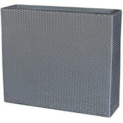 Tarrington House Macetero-Separador de ambientes, ratán sintético, Gris, 95 x 27 x 75 cm, 1 Compartimento para macetas, Resistente a la Intemperie, Interior y Exterior