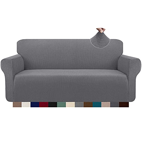 Granbest Housse de Canapé Extensible Jacquard 1 Pièce Housse Canapé 3 Places avec Accoudoirs Revêtement de Canapé (3 Places, Gris Clair) Cover