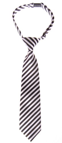 (リトリーズ) RETREEZ ストライプ 織物 作り結び式男児用ネクタイ - ブラックとホワイトのストライプ - 6-18ヶ月