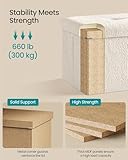 SONGMICS Folding Storage Ottoman, Storage Box, 38 x 110 x 38 cm, Ottoman with Removable Lid, Smile Design, Load up to 300 kg, for Living Room, Bedroom, Cream White LSF097W02 - Image 6