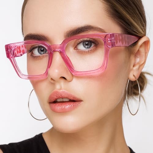 Image of livho Oversized Eyewear Frame for Woman and Men - Rectangle Fashion Glasses for Computer, Chic Preppy Frame