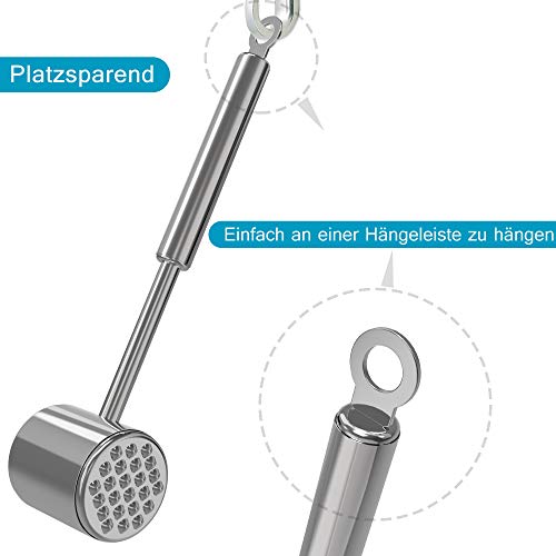 Foto von OMEW Fleischklopfer doppelseitig Fleischhammer aus 304 Edelstahl für Schnitzel spülmaschinengeeignet