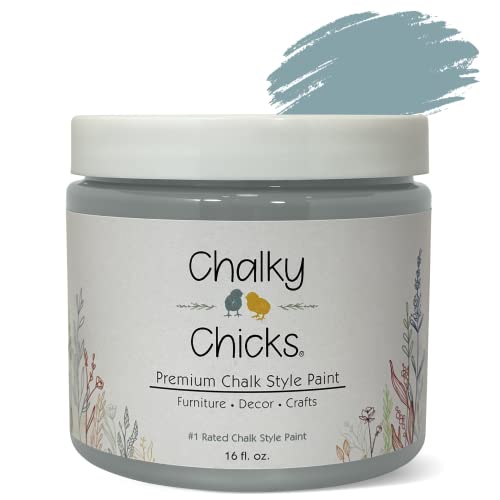 Chalky Chicks Premium Chalk Style Paint For Furniture, Home Decor & Diy Crafts – Eco Friendly – No Sanding, No Primer Needed – Multi Surface Paint – Sea Glass (Light Blue) – 16 Oz – Made In The Usa #TOP10