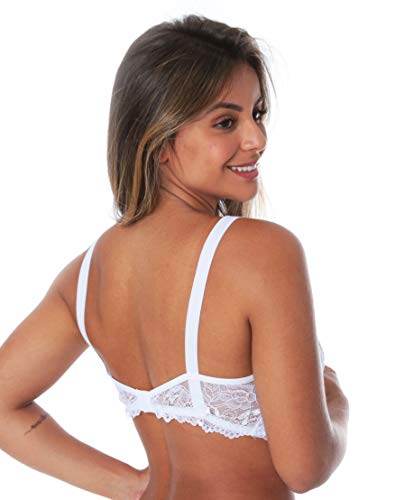 Sutiã Amamentação em Renda Gestante Sem Bojo Rendado (BRANCO, M/42)