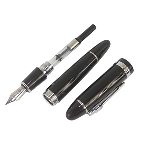 Zoohot Jinhao 159 Fountain Pen Black Lacquer Silver Trim,Silver