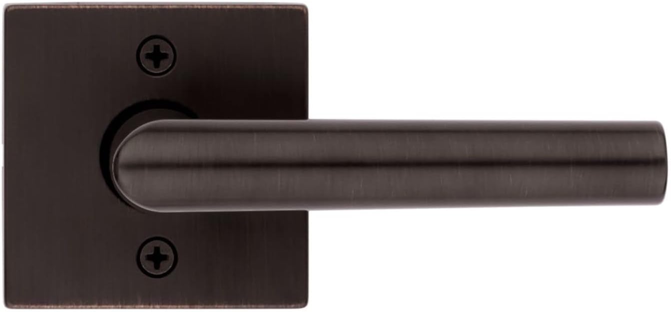 Kwikset 720MILSQT-15 Milan Lever with Square Rose Passage Door Lock with 6AL Latch and RCS Strike Satin Nickel Finish