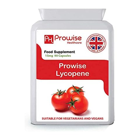 Lycopene 10% Beadlet 15mg | 90 High Strength Lycopene Capsules | Natural Antioxidant | Vegetarian & Vegan Formula | UK Manufactured Under GMP Standards by Prowise Healthcare Cover