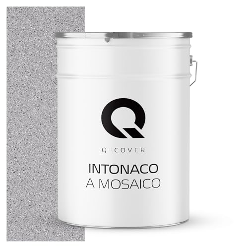Q-COVER Intonaco in pietra colorata, 25 kg, Grigio, M03, intonaco decorativo per interni ed esterni, intonaco per facciate, intonaco finito, intonaco pregiato, antigraffio