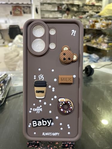 Image of Bintage Ball Bear| Donut| Milk Cake| Baby| Coffee Rubber Case Full Body & Camera Protection Back Cover Compatible for Oppo K13 Turbo 5G - Brown