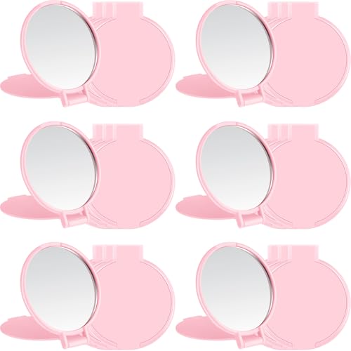Jetec 12 Pieces Compact Mirrors Bulk Mini Folding Pocket Mirrors for Purse Small Portable Makeup Stuffs for Travel Girls Party Favors Wedding Birthday Goodie Bags (Pink)