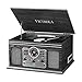 Victrola Nostalgic Classic Wood 6-in-1 Bluetooth Turntable Entertainment Center, Graphite