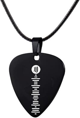 Personalized Photo Guitar Pick Necklace, Stainless Steel Custom Name Music Code Picture Engraved Guitar Pick Pendant for Women Men Lover Rock Punk Hip Hop Music Gift