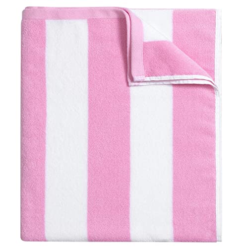 Bornbay Large Beach Towel Oversized - 40"X70" Big Cute Beach Towel, Extra Large Thick Pink Beach Towels, Xl Wide Fluffy Beach Towel Oversize, Giant Stripe Cotton Pool Towel For Adults #TOP3