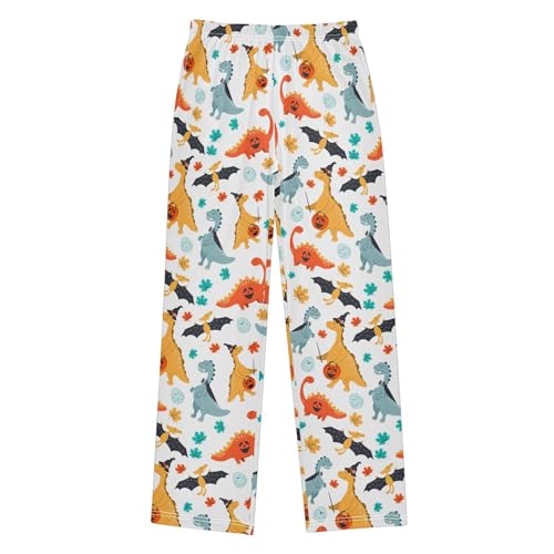 ZZXXB Halloween Dinosaur Boys Long Pants Soft Trousers Elastic Waist Kids Lounge Bottoms with Pockets S-XL