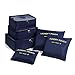 9302sonoaud 6pcs Sacs de Voyage à Fermeture éclair Organisateur de Bagages Vêtements Soutien-Gorge Chaussette Sac de Rangement Bleu Marin