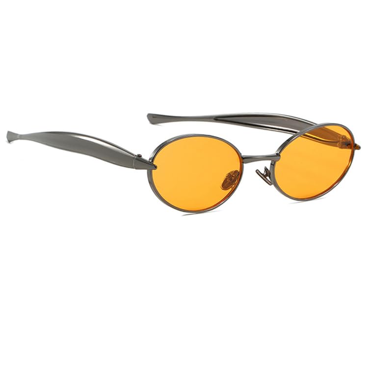 bullabulling Trendy Small Oval Sunglasses For Women Men Gold Metal Frame Vintage 70s Sun Glasses Black UV400 Shades3