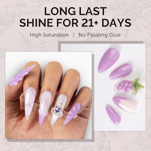 Image of MelodySusie Pastel Lilac Shimmer Gel Nail Polish,0.5fl oz Nails Soak Off UV LED Light Lavender Purple Glitter Gel Polish Gift for Women Nail Art Manicure Salon DIY Nail Design Decoration at Home-1645