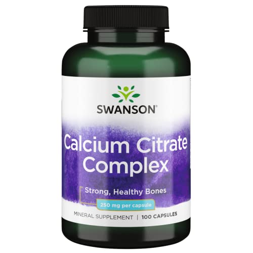 Swanson Calcium Citrate Complex Bone Muscle Nerve Health Blood Pressure Support Mineral Supplement 250 Mg Calcium (From Citrate & Carbonate) 100 Capsules #TOP18