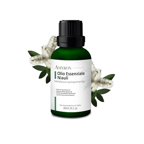 Aceite Esencial de Niaouli 30 ml AMYRON | Melaleuca quinquenervia | 100% Puro y Natural | Ideal para Aromaterapia y Uso Terapéutico | Difusor de Aceites Esenciales | Alimentario | Sin OGM