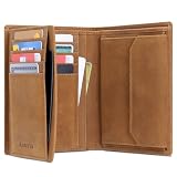 KORUTA Leder Geldbörse Herren mit RFID Schutz I Portemonnaie Groß mit Münzfach I 13 Fächer I Echtleder Geldbeutel für Männer I Brieftasche Wallet Portmonee braun